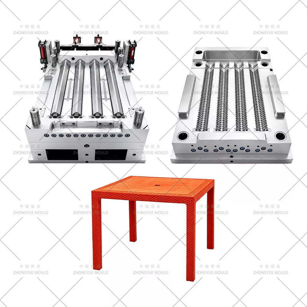 Molde de perna de mesa de vime dividido em plástico
